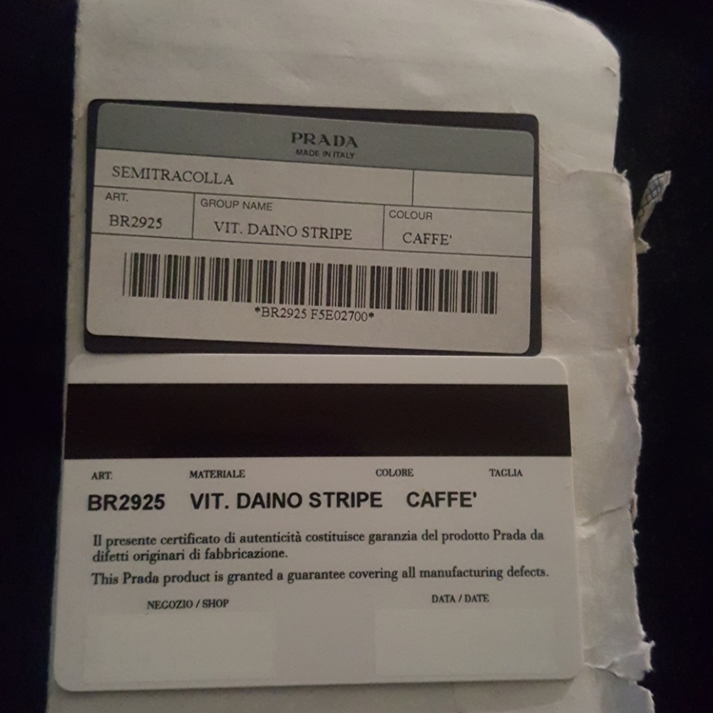 Trositano these are your Prada Authenticity cards